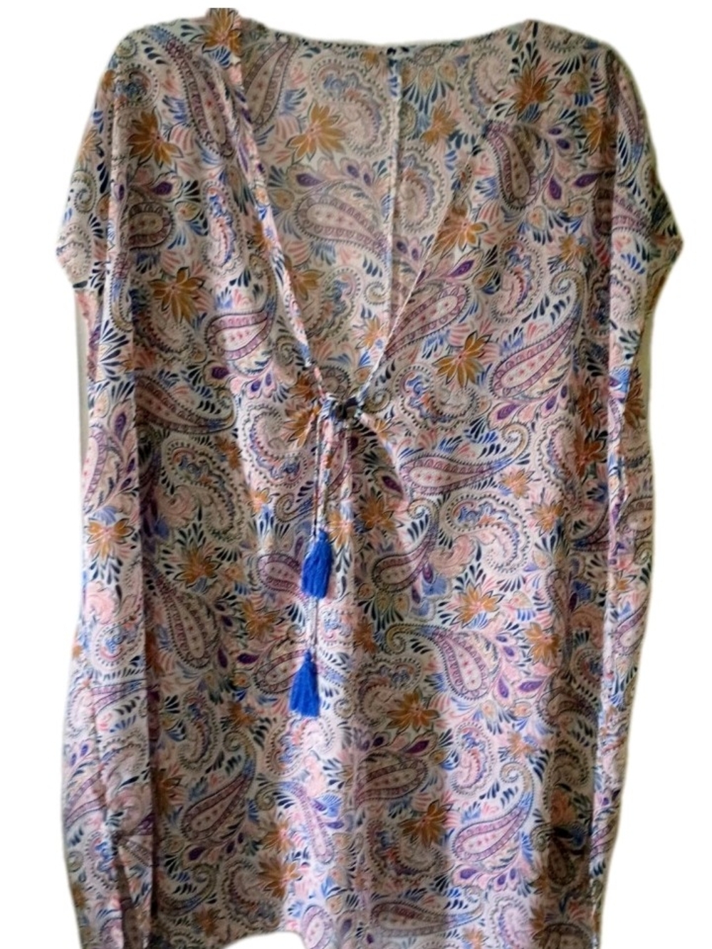 Paisley Printed Women's Bathing Suit Covers in Pink Print and Blue